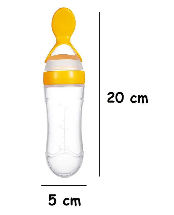 Silicone Baby Feeding Bottle with Squeeze Spoon for Milk, Cereal, and Fruits