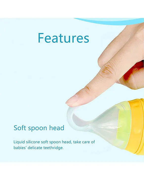 Silicone Baby Feeding Bottle with Squeeze Spoon for Milk, Cereal, and Fruits