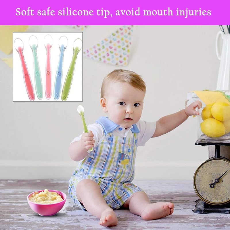 Set of 2: Baby Feeding Spoon with Ultra Supple 100% Silicone Tip,Bpa Free Material